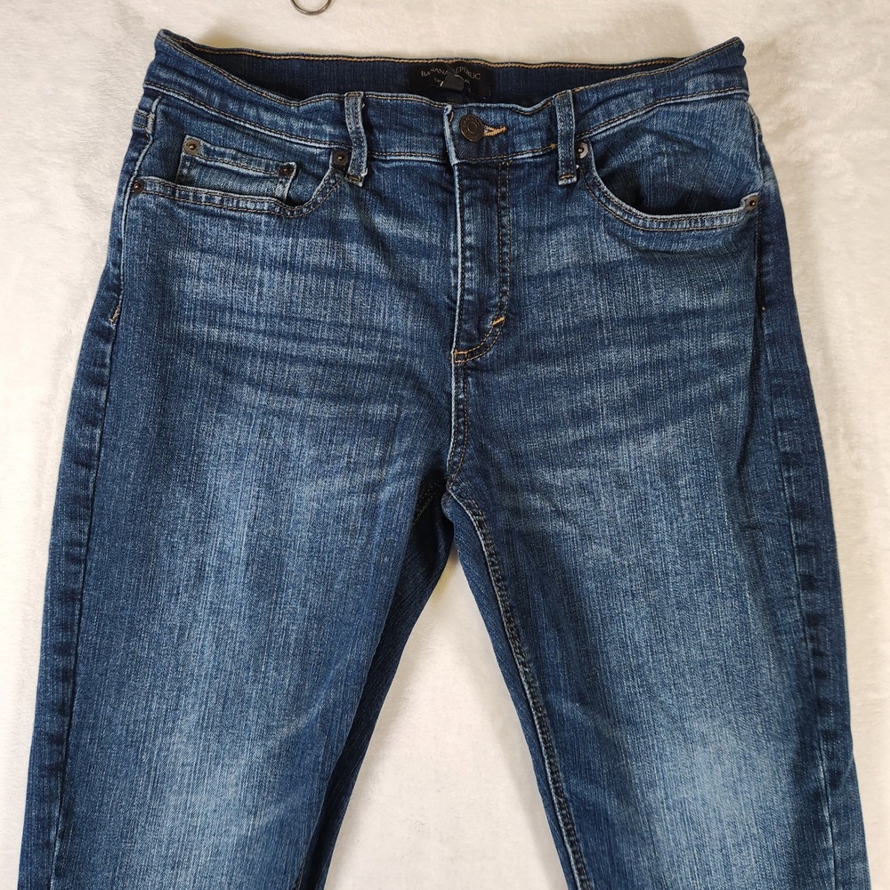 Banana Republic Petite Girlfriend‎ Jeans Dark Wash Denim Women's 29/8 - Picture 2 of 8